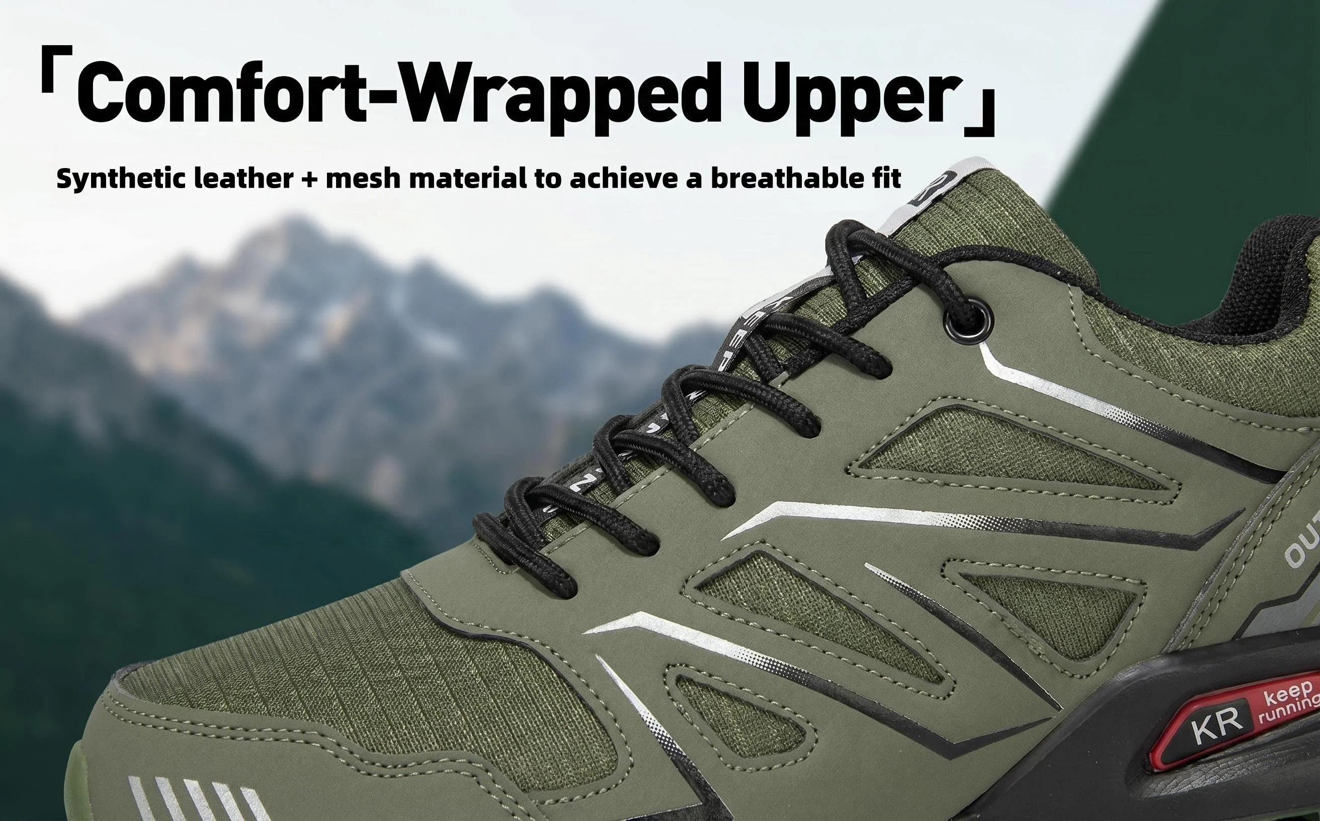 Wasserdichte Herren-Wanderschuhe, atmungsaktives Obermaterial, geeignet für jedes Gelände, Outdoor-Offroad, rutschfest, verschleißfest, Sportschuhe – Detail 4