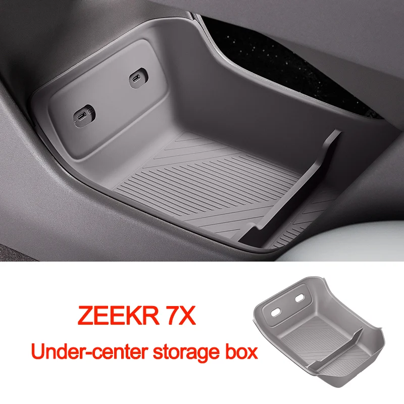 

For Zeekr 7X 2024 2025 Car Styling Center Console Lower Storage Box Silicone Under Armrest Box Storage Box Auto Accessories