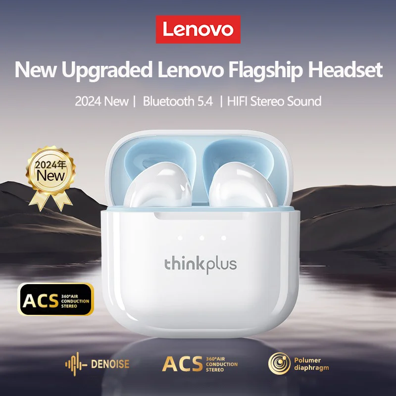 الأصلي لينوفو LP23 سماعة لاسلكية تعمل بالبلوتوث 5.4 سماعات HiFi الصوت سماعة عمر البطارية الطويل الكمون المنخفض سماعات الألعاب مع هيئة التصنيع العسكري