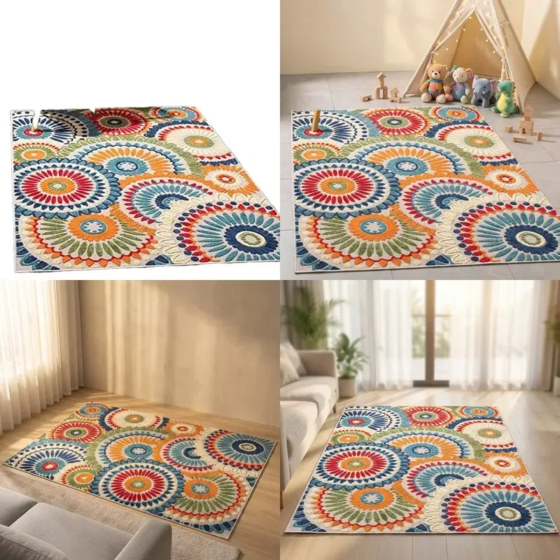 Machine Made Polyester Carpet Non Slip Stain Resistant Fire Resistant Thick Low Lint Modern Design for Living Room Corridor