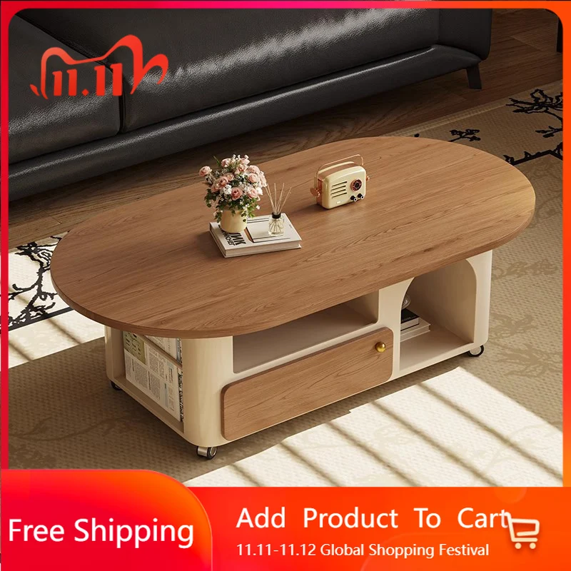 

Drawers Wood Coffee Table Storage Nordic Modern Living Room Coffee Table Unique Aesthetic Mesa Auxiliar Postmodern Furniture