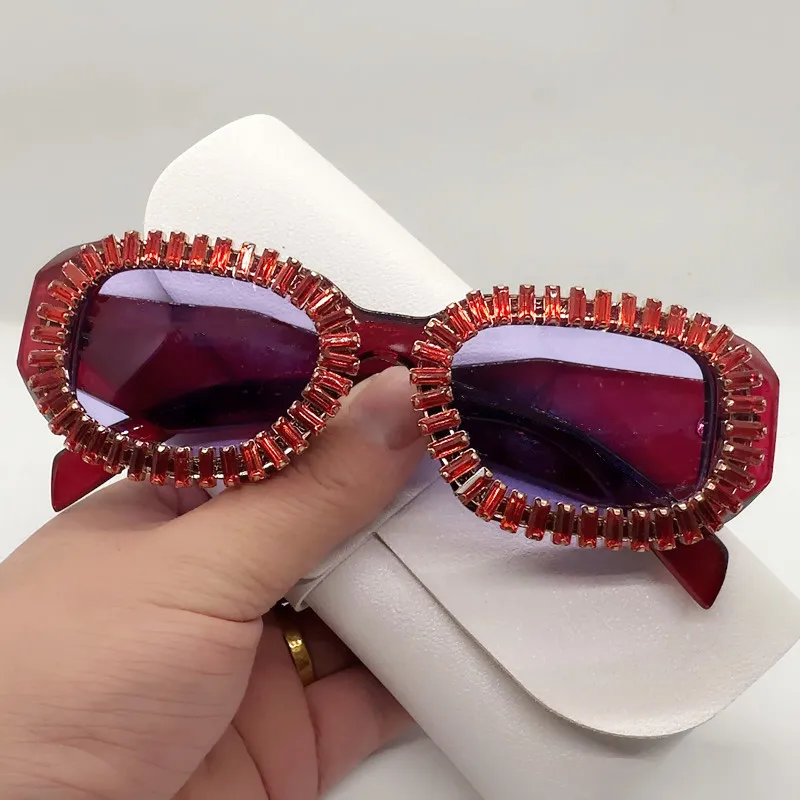 Neue 2026 Bunte Quadratische Diamant Sonnenbrille Frauen Mode Ozean Objektiv Strass Shades UV400 Sonnenbrille Weibliche Brillen Gafas – Detail 10