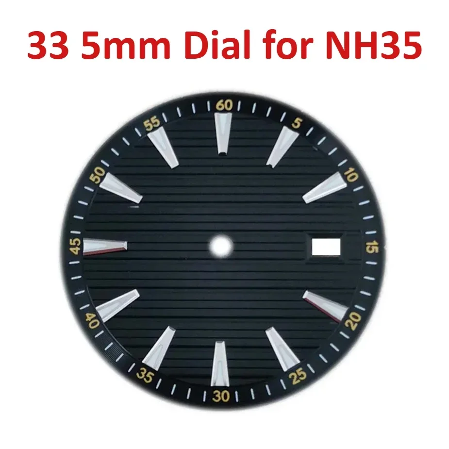 33 5mm Dial NH35 for NH36A/4R/7S Movement with Green Luminous Replacement Watches Parts Nh35a Watch Dial 33.5mm