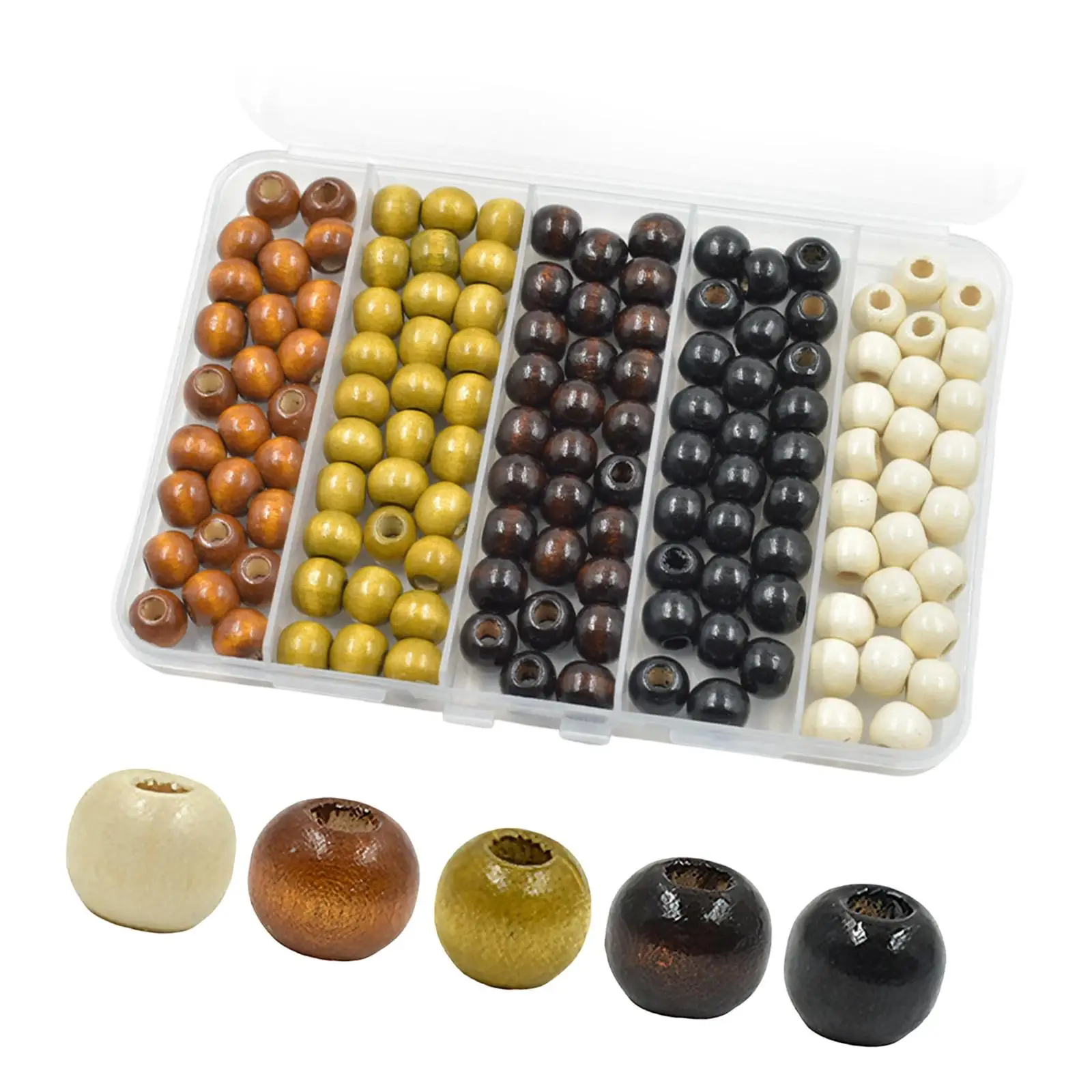 Painted Wooden Beads Large Hole 10mm Round Spacer Bulk for Handmade Bracelets Necklaces Hair Crafts Accessories