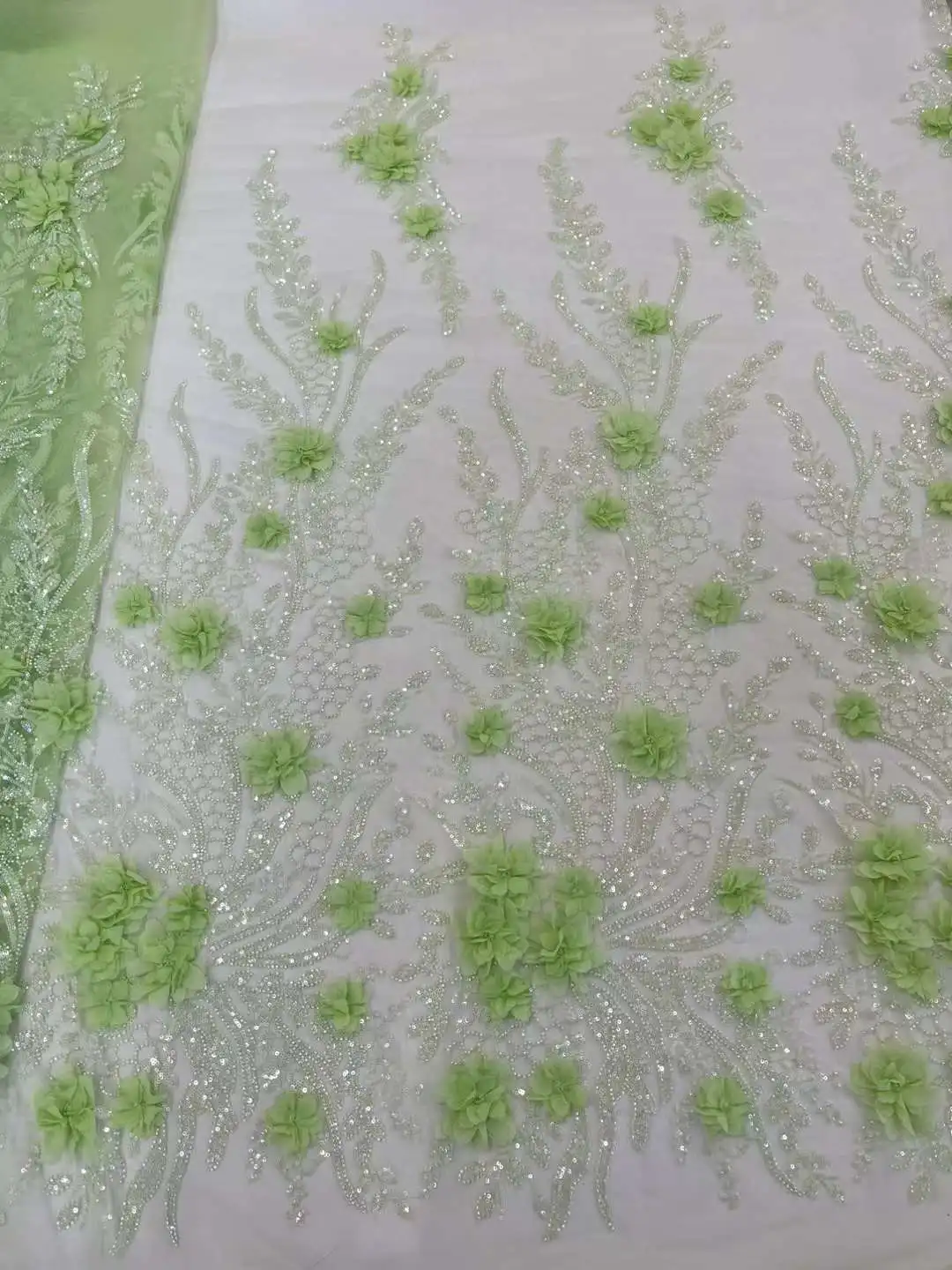 Malha Bordada Macia Tule Renda com Pedras Tecido, Elegante 3D, Melhor Qualidade, Vestido de Festa de Casamento, U _ GE5318, Lotes Pedras, 2022, mais recente