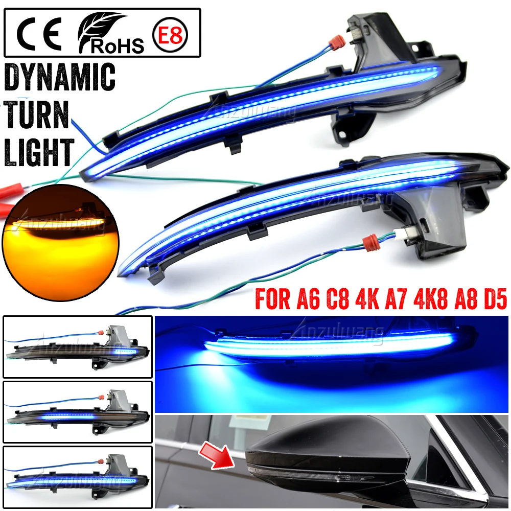 

Боковой индикатор зеркала заднего вида, мигалка, последовательный динамический указатель поворота, подходит для Audi A6 C8 4K 19-20 для Audi A8 D5 18-19