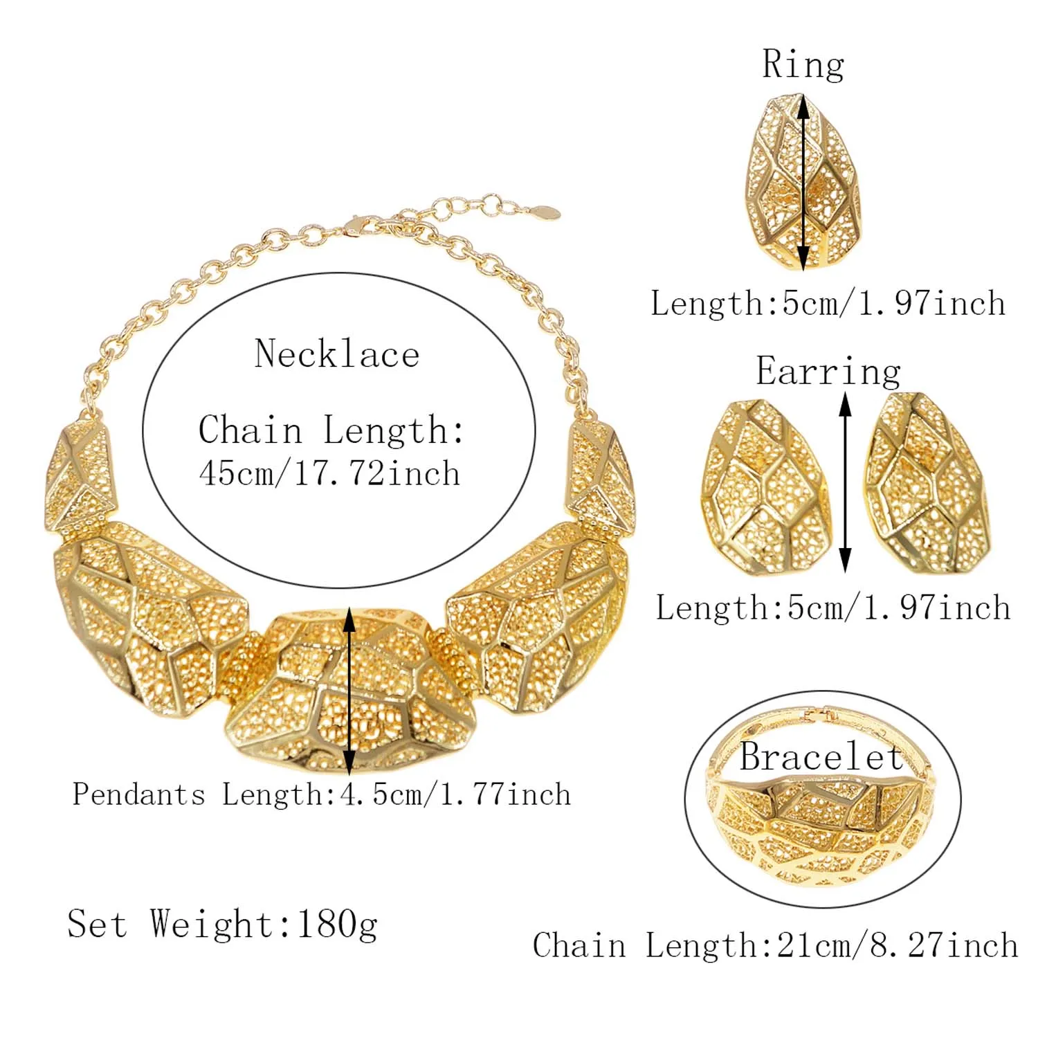 2024 Trendy Fashion Luxury Italian Jewelry For Women Necklace Bracelet Earrings Ring Popular Discount 4PC Jewellery Set H00523