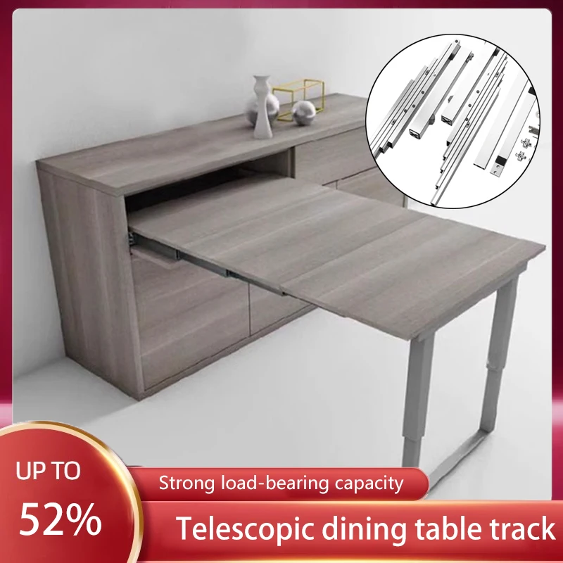 Hidden Pull-out Folding Table Rail Multi-functional Telescopic Cabinet Table Rail Slide Rail Hardware Invisible