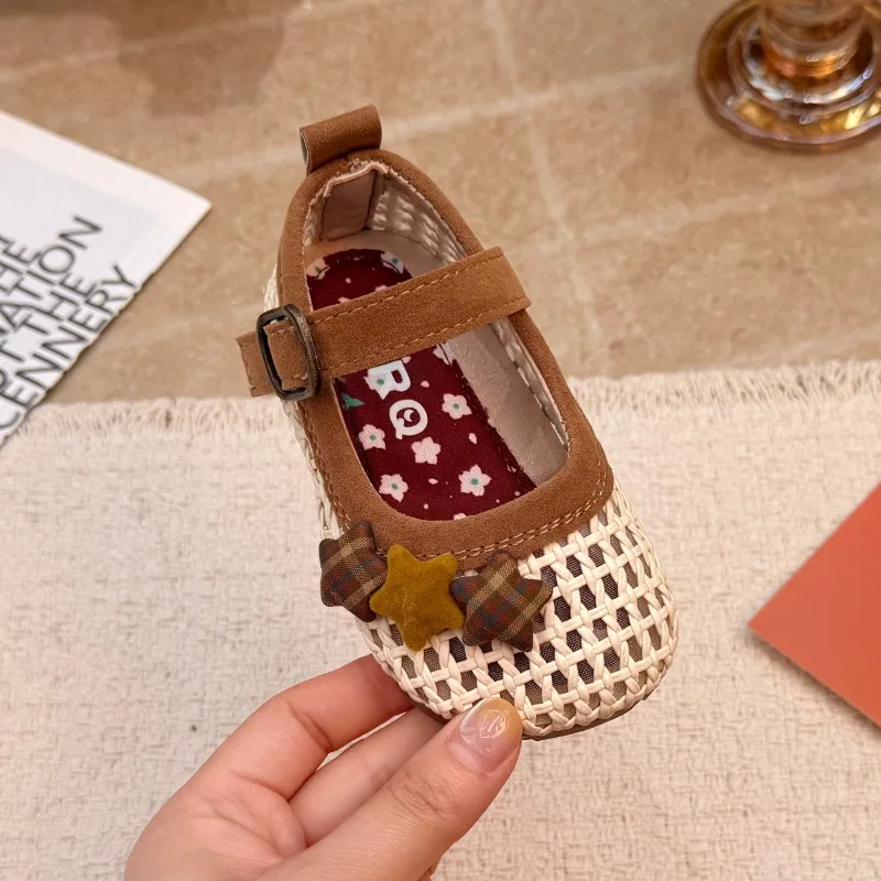 Baby Flache Schuhe Süße Sternchen-Kleinkinderschuhe Geflochtene Runde Zehenpartie 2026 Brandneue Mädchen-Freizeitschuhe Weiche Sohle Rutschfest – Detail 5