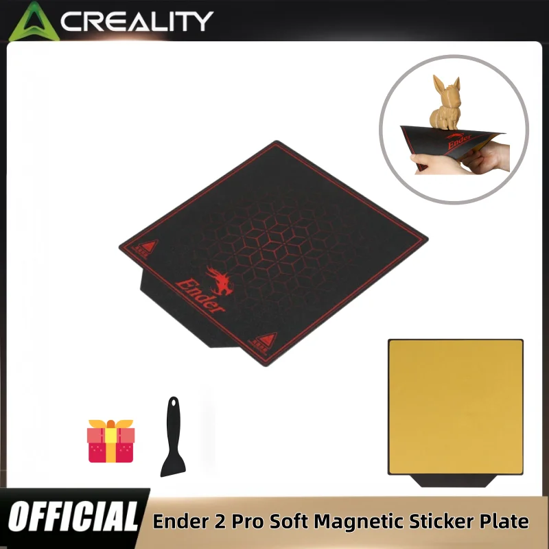 Creality Ender-2 Pro Soft Magnetic Sticker Plate 185x170mm - High Temp Heat-Conductive Sticker, Anti-Warping Easy Model Removal