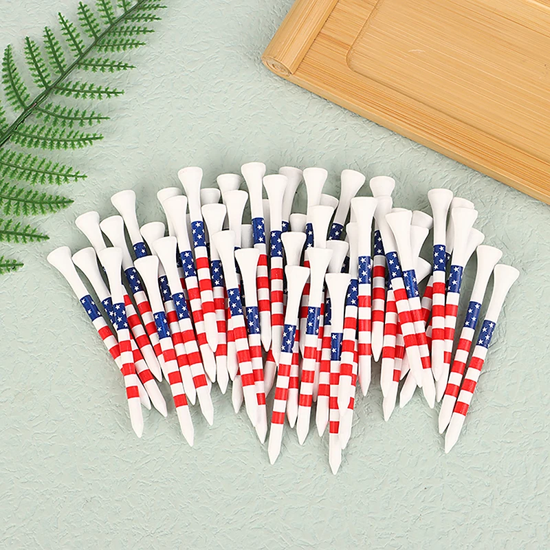 (الصيف6)50 قطعة 70/83 مللي متر طول العلم الأمريكي نمط دائم الخيزران جولف تيز كرة جولف حامل ممارسة الغولف تيز