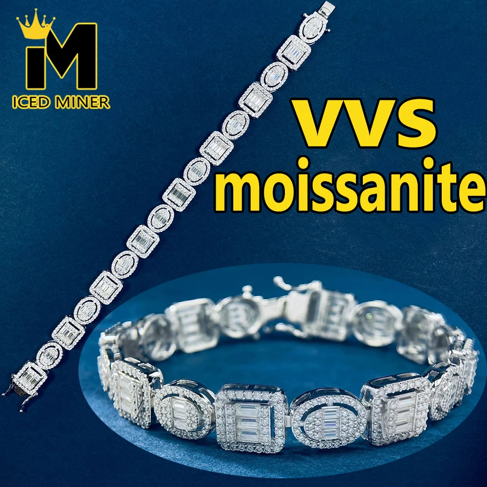 

Icedminer 10mm Moissanite Cuban Chain Bracelets For Men Women Iced Out S925 Hip Hop Jewelry Pass Diamonds Tester With GRA F