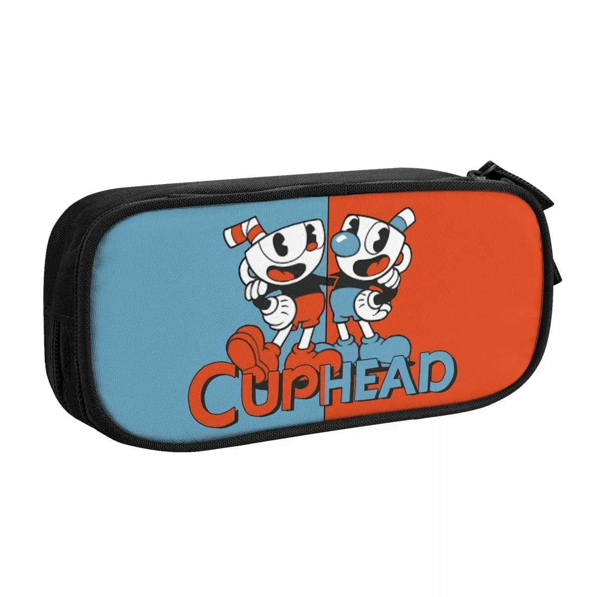 Custom Cute Cuphead Mugman Korean Pencil Case Girl Boy Large Capacity Cartoon Game Pencil Pouch Students Stationery