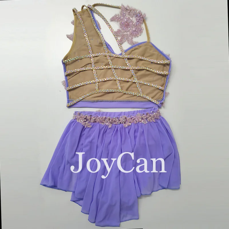 JoyCan Lyrical Dance Dress Purple Jazz Dance Costume Pole Dancing Clothes Girl Performance Training