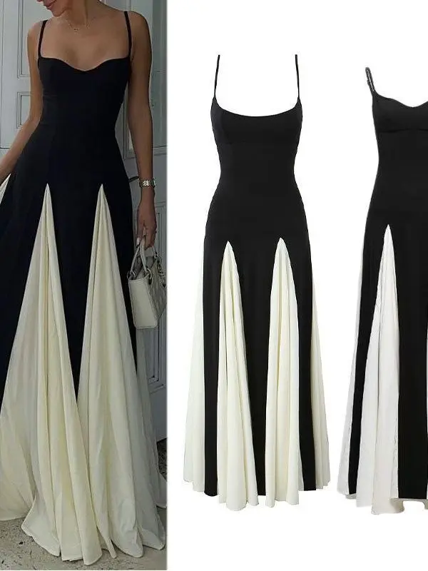 Bla White Splice ter Dr Gonna lunga a vita slim fit dal design estivo da donna Gonna a trapezio sexy Sle per le vacanze