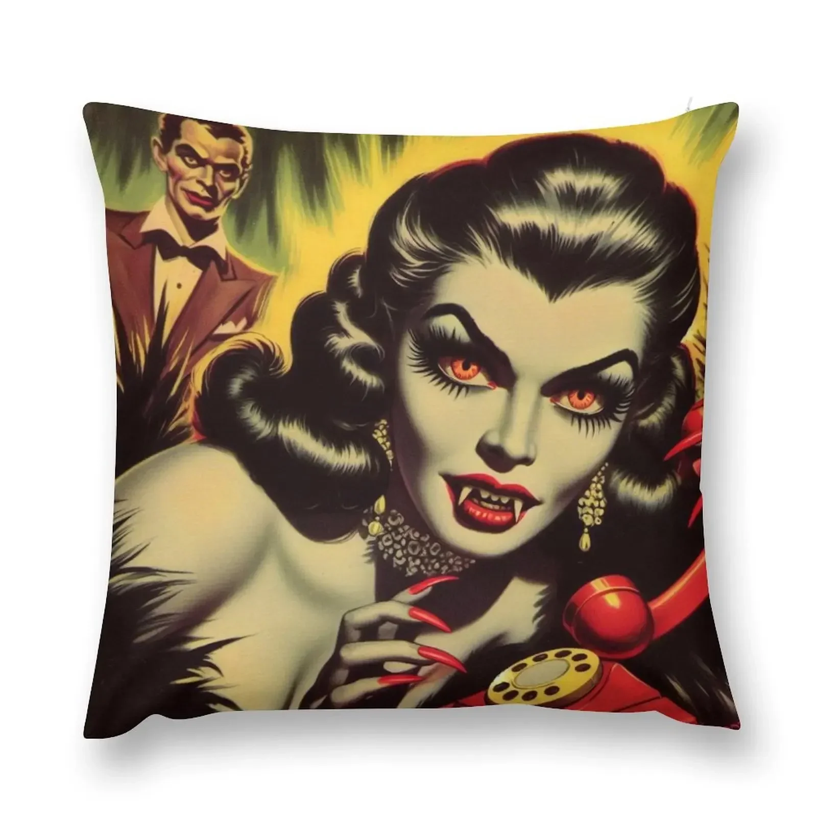 Vintage Vampire Girl Throw Pillow Decorative Cushion Cover Elastic Cover For Sofa Luxury Sofa Cushions pillow