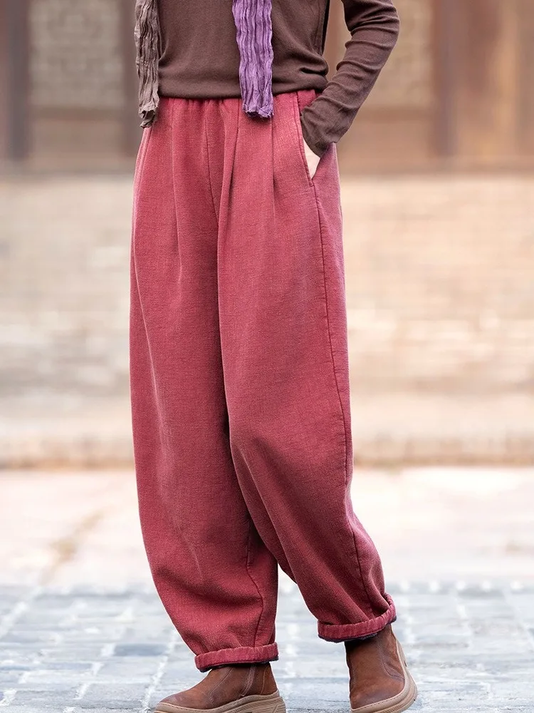 Thiened Fce レディース コットン パンツ ハーラン スレ 冬 アウター ハイウエスト ランタン パンツ ファイオナブル ユースフル 通勤 スレ