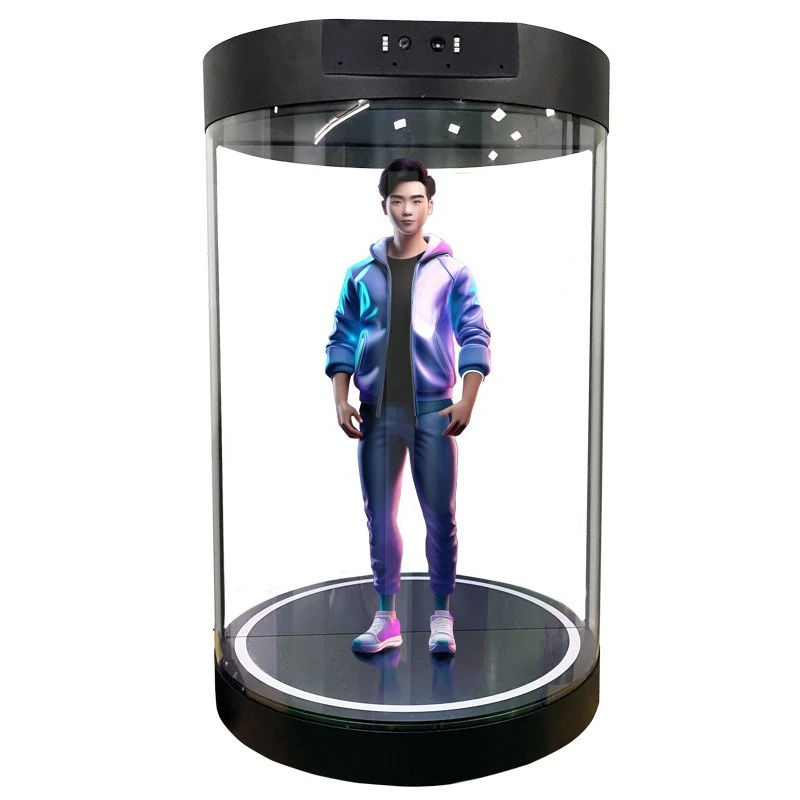 Holographic display cabinet AI digital human commentary, virtual digital human AI advertising machine