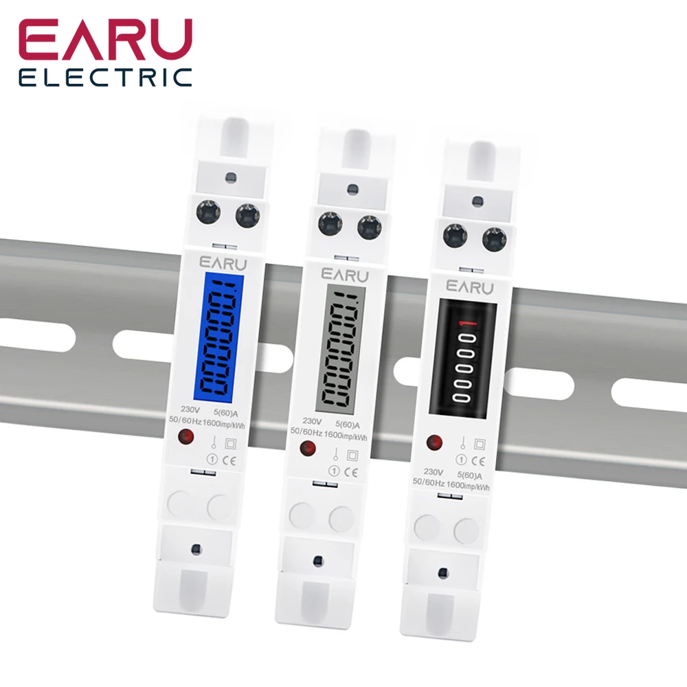 Imagem -06 - Digital Power Consumption Wattmeter Analógico Energy Meter Lcd Electric Din Rail Monofásico 1p Backlight Kwh ac 230v 50hz 18 mm
