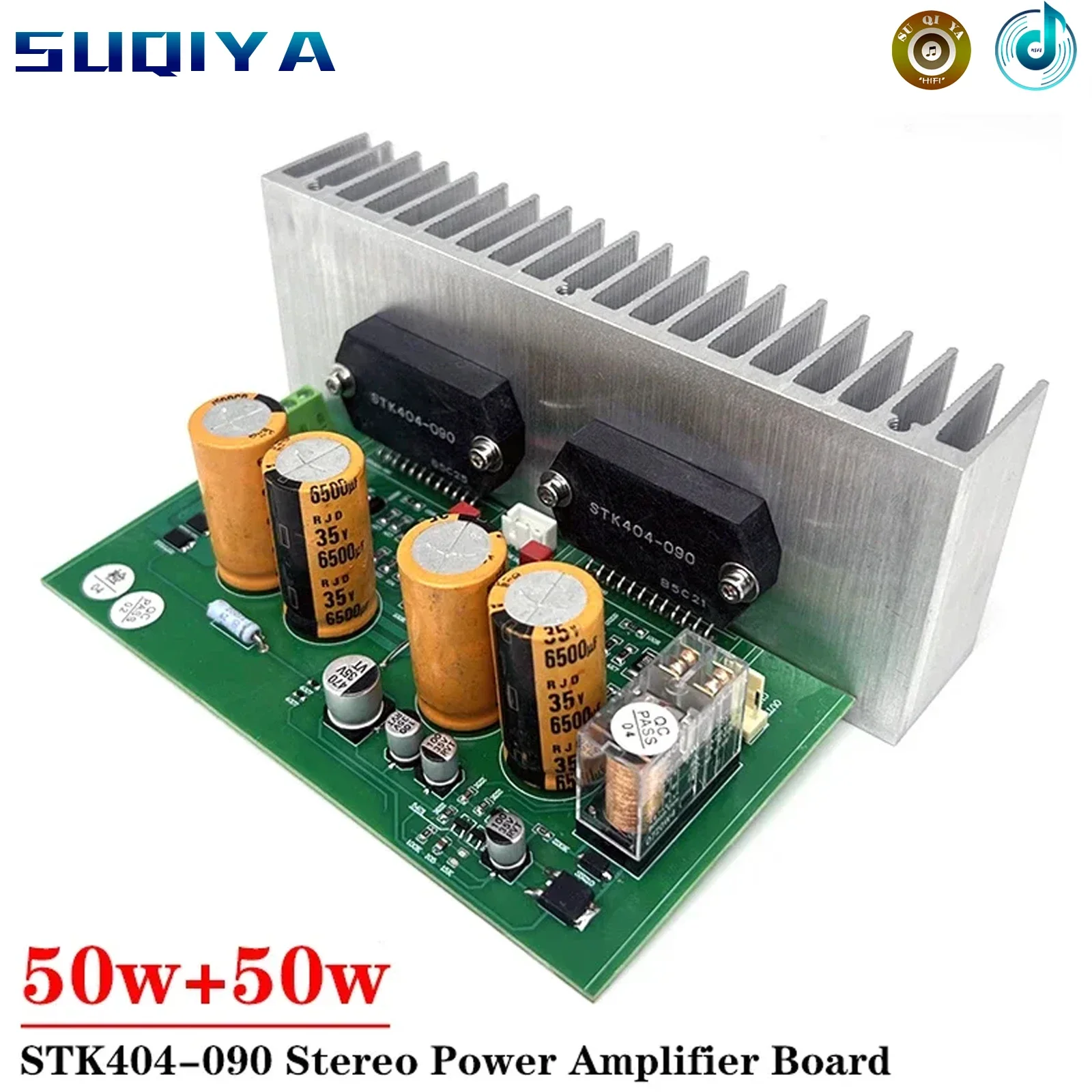 50w*2 STK404-090 2-channel Stereo Amplifier Board High Power Sound Warm AC Dual 22-35v HIFI  Audio Amplifier Board