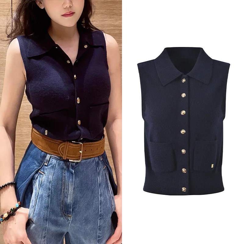 

Spring Summer 2025 Faion Slim Fit Ne Knitted Open Cardigan Vest Agel Sle Versatile Svel Bright Tead Detail