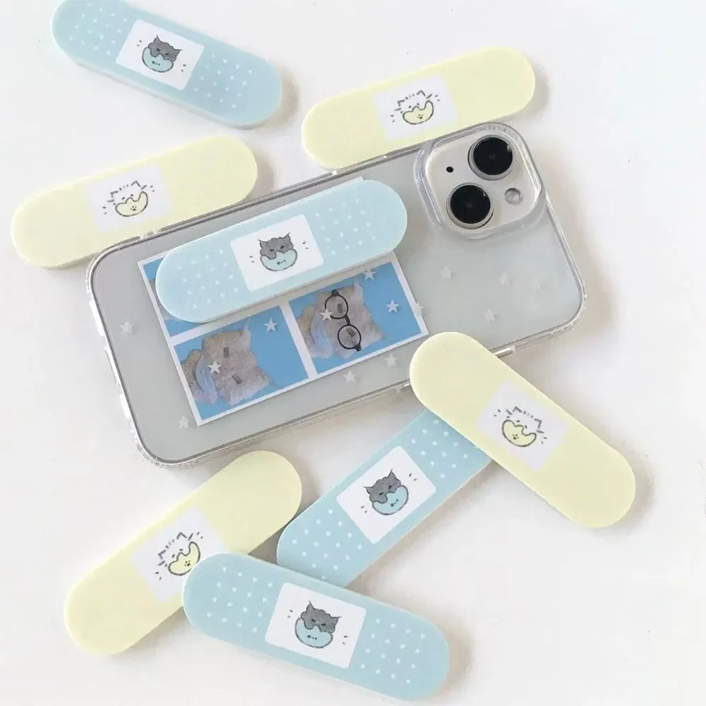 Cute 3D Cat Sticky Note Phone Grip Stand Adhesive Pull Ring Holder For iPhone Samsung Xiaomi Cartoon Band-Aid Kawaii Accessory