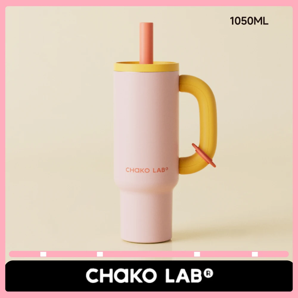 Chakolab Big Mac Ceramics Water Cup Abs Customization Vacuum Cup 1050ml Integrated Straw Outdoor Camping Office Cup Desktop Gift