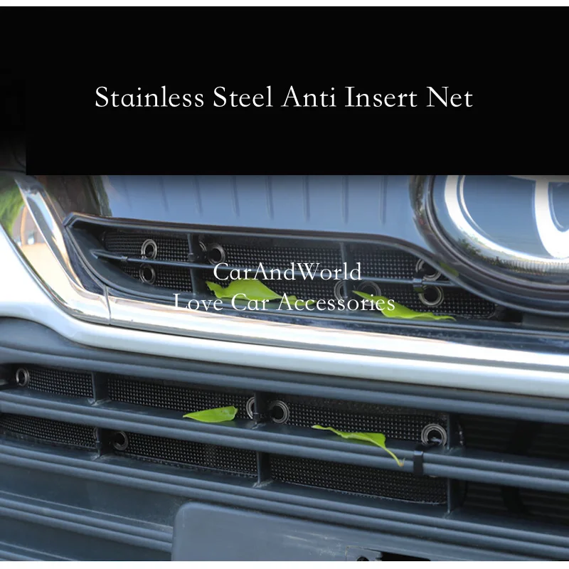 الفولاذ المقاوم للصدأ سيارة فحص الحشرات شبكة الجبهة مصبغة إدراج صافي غطاء الزخارف التصميم اكسسوارات لتويوتا هارير 2020-2025 #2
