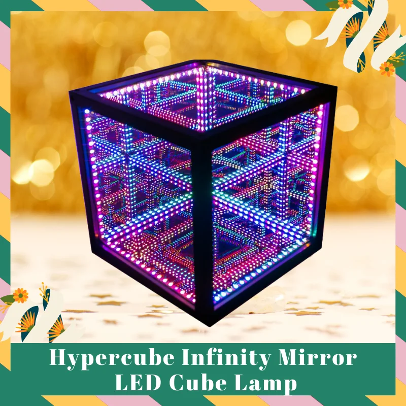 Big Metal Infinity Phantom Mirror LED Hypercube Cool Atmosphere Lights Bar Music Interactive Lamp Gift Decoration For Party solar led light outdoor garden decoration landscape lights firework firefly lawn lamps terrace balcony decor atmosphere lamp