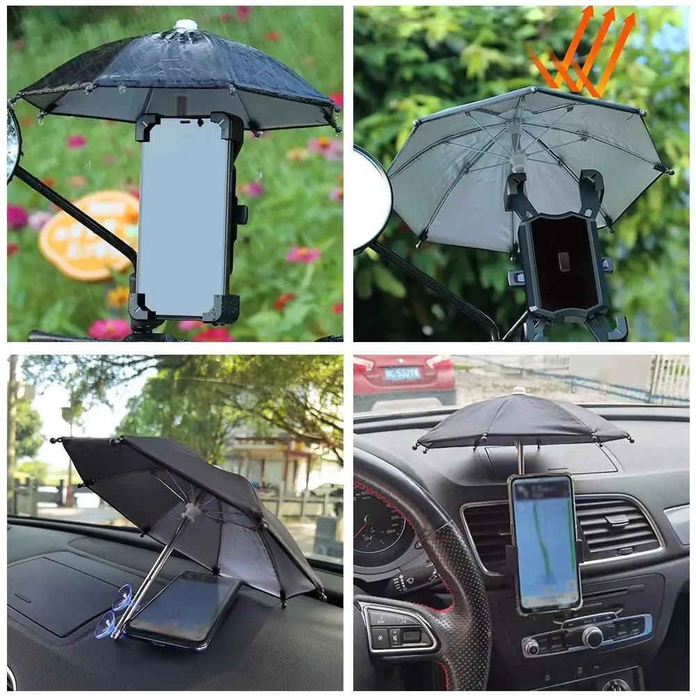 Car Mobile Phone Stand Sunshade Umbrella Car With Mobile Phone Navigation Sunscreen Anti-reflective Small Umbrella For Didi A9r8