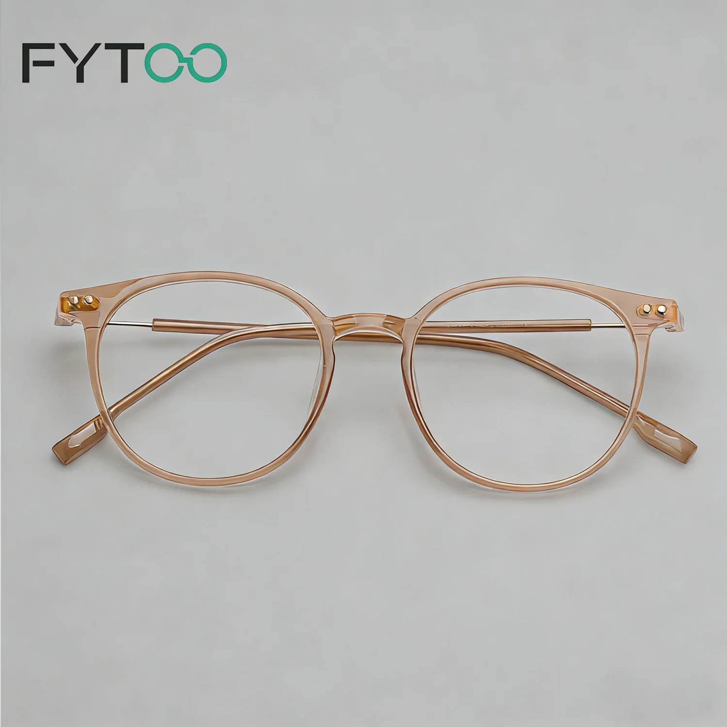 

FYTOO Retro Round Transparent Glasses - Jelly Orange Frame Fashion Glasses 83079GDC