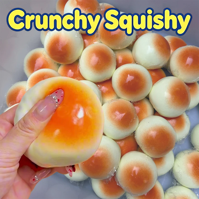Honey Bread Crunchy Squishy Crispy Sound Squeeze Toy Stress Ball Round Blocks Filled Fidget Toy Stress Relief Sensory Toy Gifts