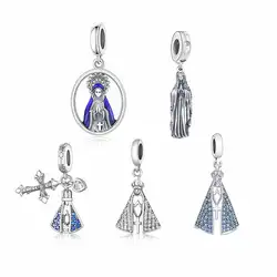 Fit Original Pan Charms Bracelet 925 Sterling Silver Virgen del Valle Our Lady of Aparecida Bead For Making Christian Berloque