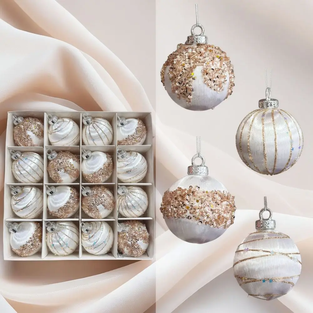 Christmas Hanging Baubles Silk Thread Decorative Ornaments Holiday Festive Tree Decor Indoor Party Event Supplies