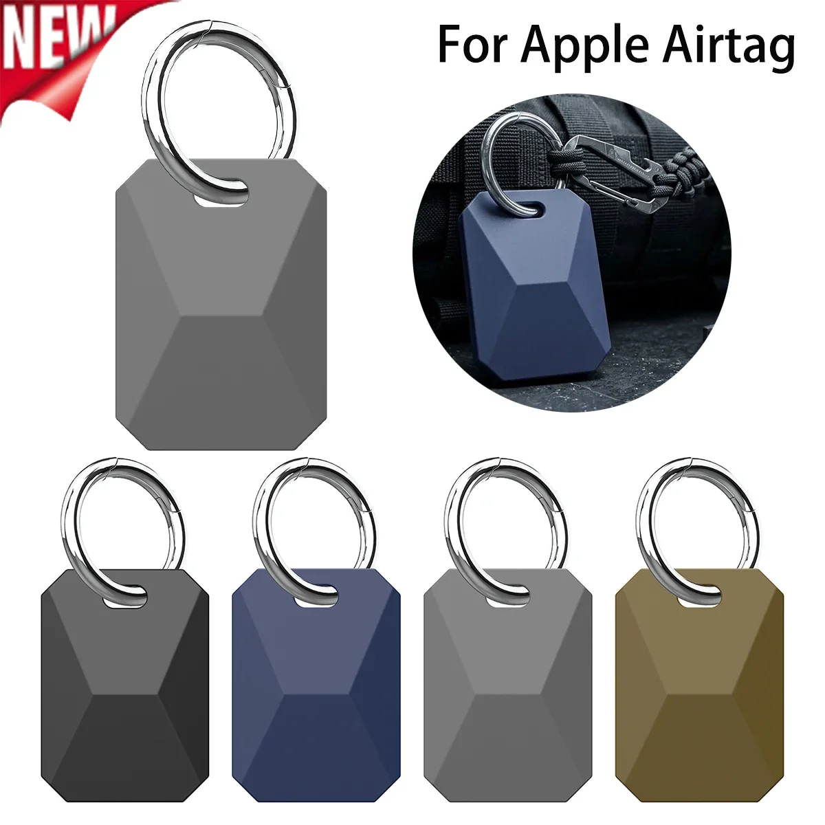 1-3PCS Shockproof All-Round Cover with Keyring for Apple AirTag Case Hanging Pendant Designed for Air Tag  Keys,Suitcases & Bags