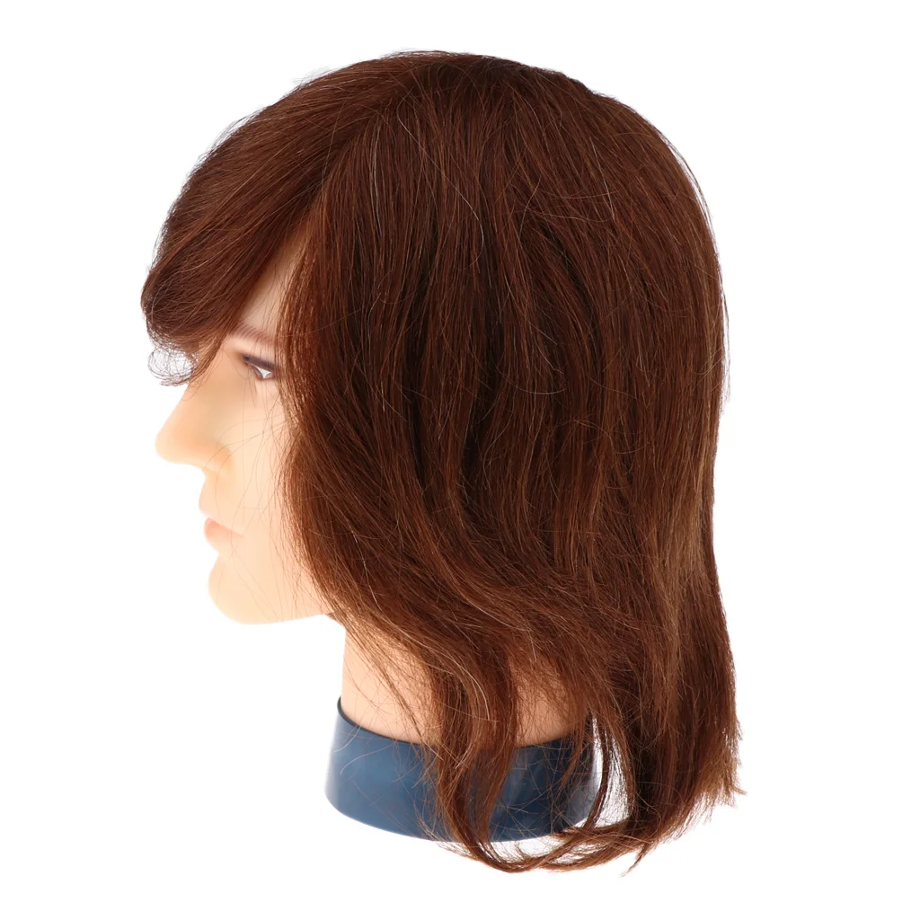 10’’ Human Hair Male Cosmetology Braiding Practice Doll Head Brown