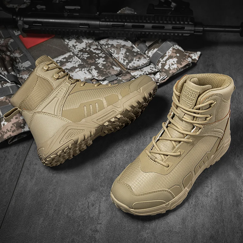 New Men Tactical Boots Army Boots Mens Military Desert Waterproof Work Safety Shoes Climbing Hiking Shoes Ankle Outdoor
