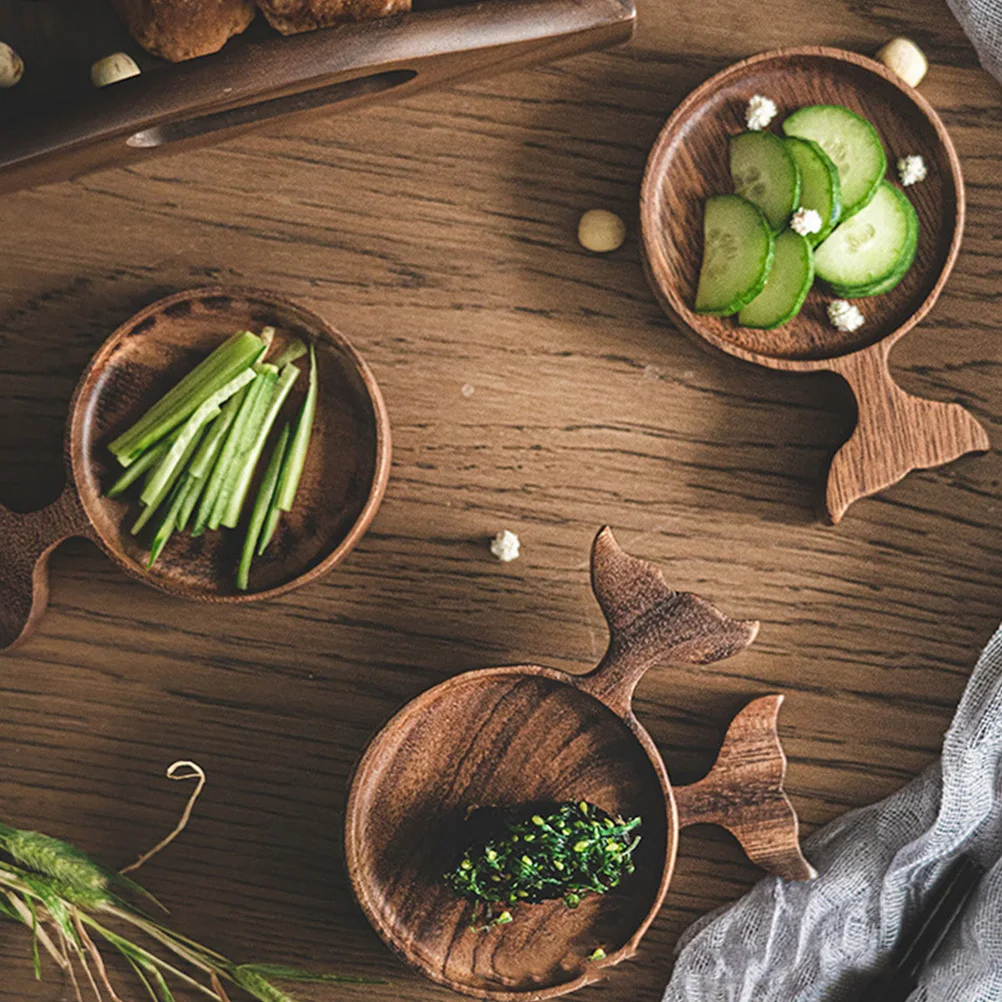 

1Pcs Wooden Fish-Shaped Sauce Bowl Fine Craftsmanship Safe Natural Material Flavor Dipping Plate for Korean Kimchi Snack Serving