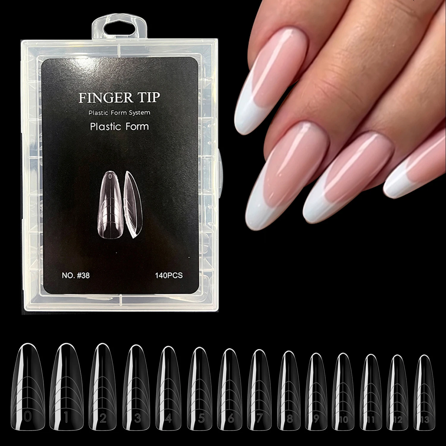 

140Pcs Clear Almond Dual Nails Forms for Extenstion Poly UV Gel Tips Mold Acrylic Top Tips Forms Diy Art Artificial False Nail