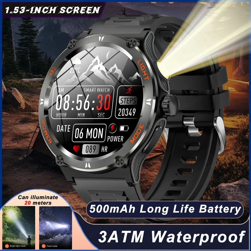 

2024﻿ New For Huawei Outdoor Sports Smart Watch Men Compass LED light 3ATM Waterproof AI Voice Bluetooth Call Fitness Smartwatch