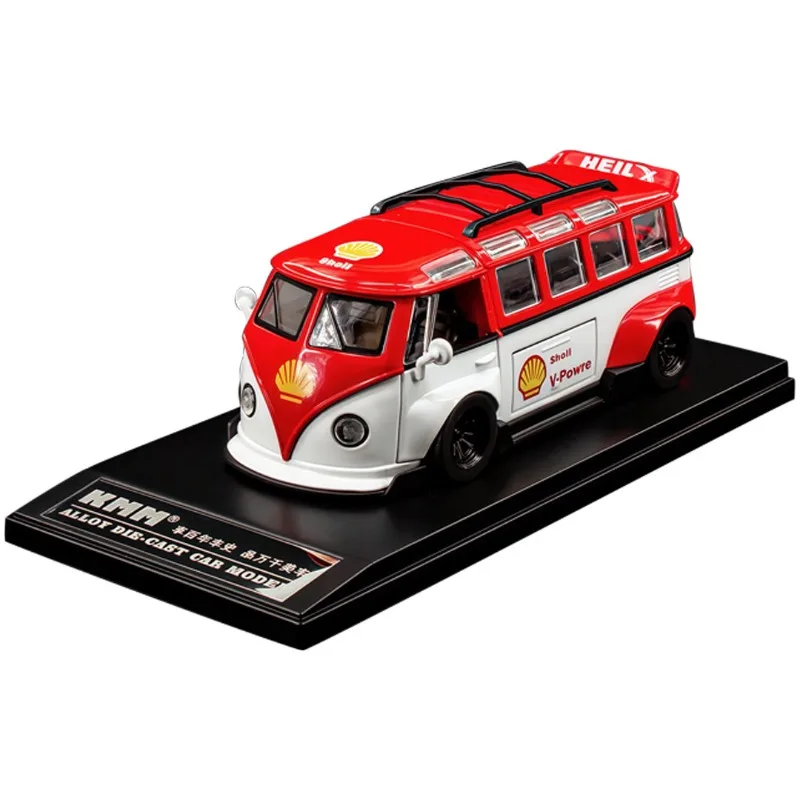 1/32 Volkswagen T1 Bus Alloy Car Model Detachable Vehicle Sound and Light Pull Back Collection Miniature Voiture Toy Gift Boy