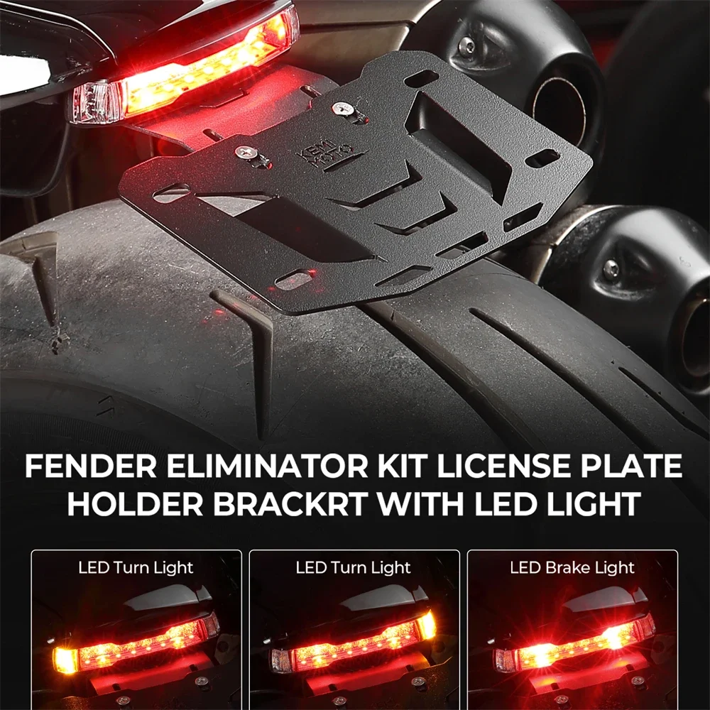 Motorcycle License Plate Holder Bracket with LED Signal Light for Sportster S 1250 2021-2024 Rear License Plate Frame Fender Kit