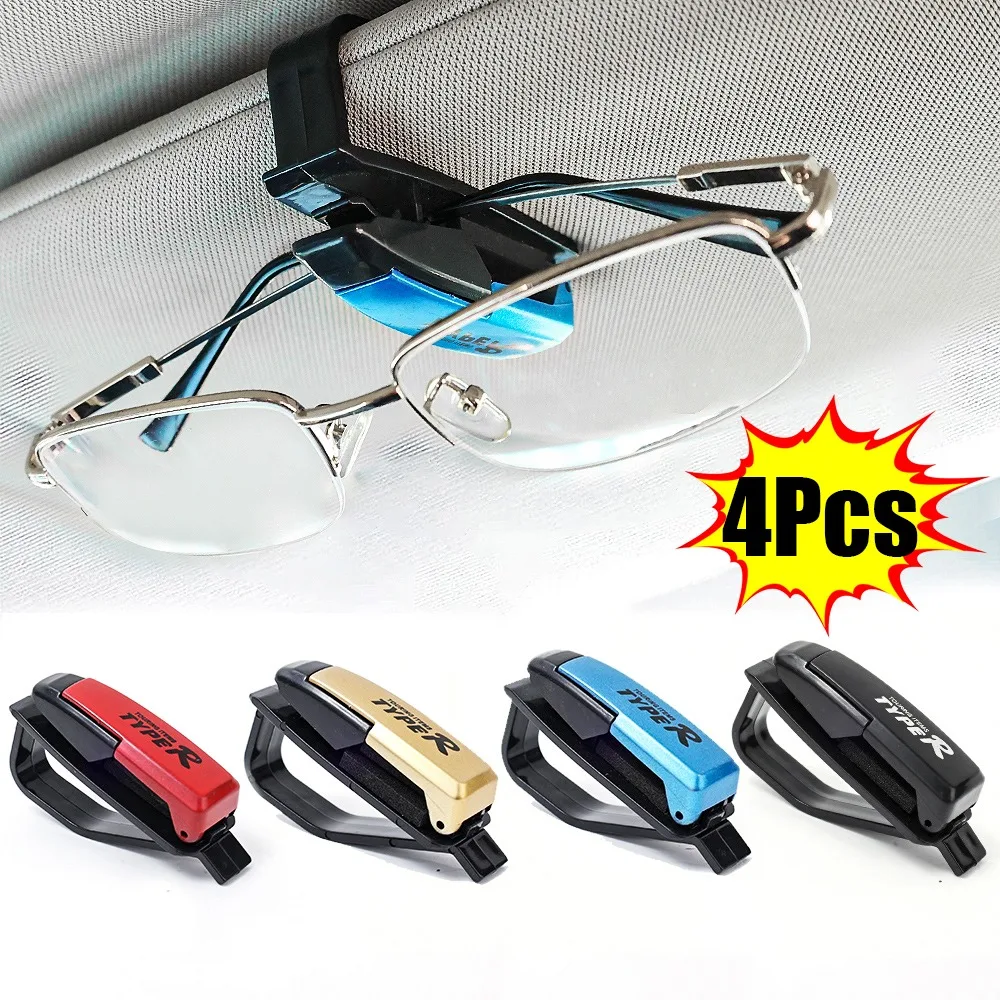 1/4Pcs Multifunctional Car Glasses Clip Holder Sun Visor Sunglasses Clip Card Ticket Holder Pen Case Clip Box Woman Accessories