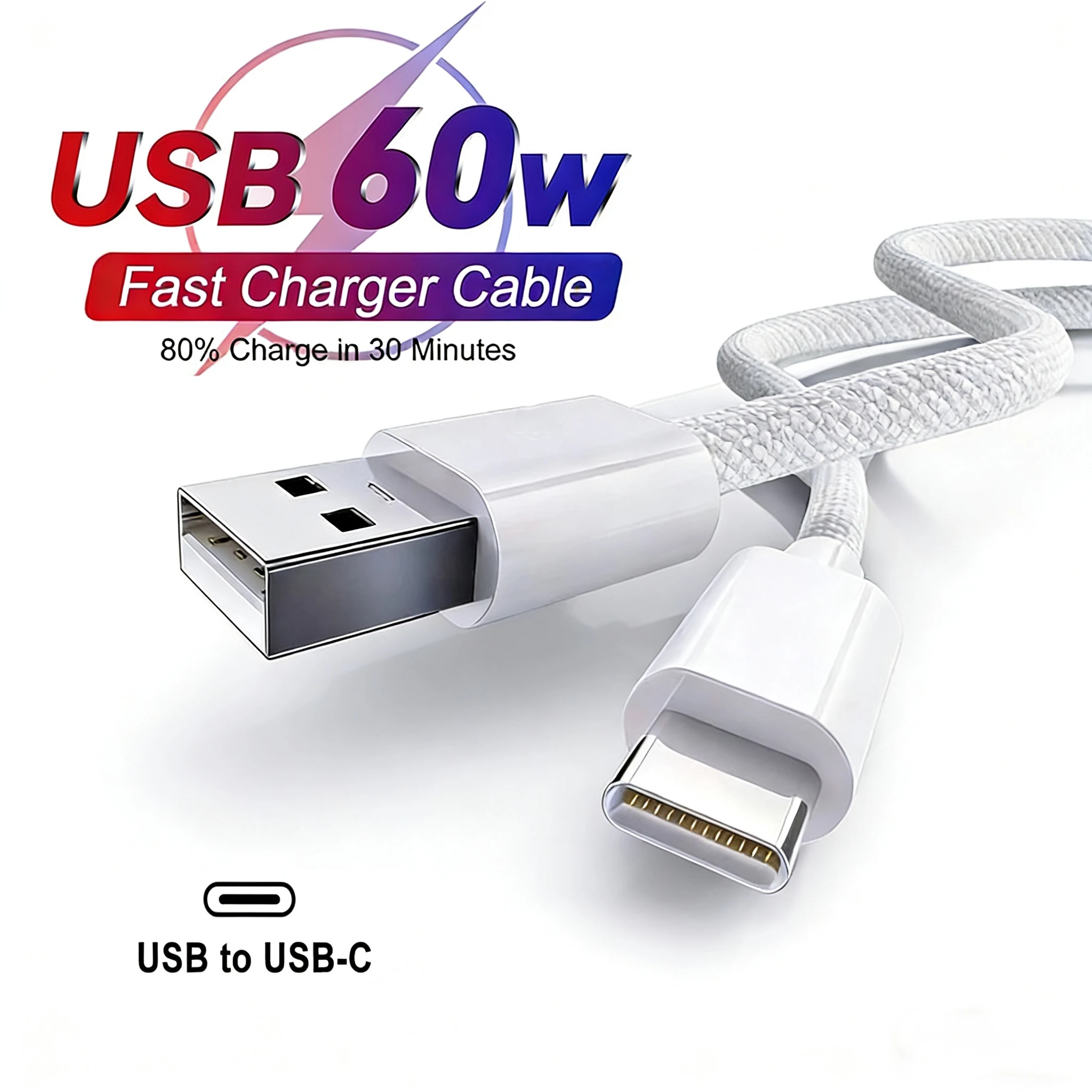 60W USB Cable Connect CarPlay Exclusive For iPhone 17 16 15 Pro Max Plus USB to Type-C Fast Charging Cables Type-C Data Line