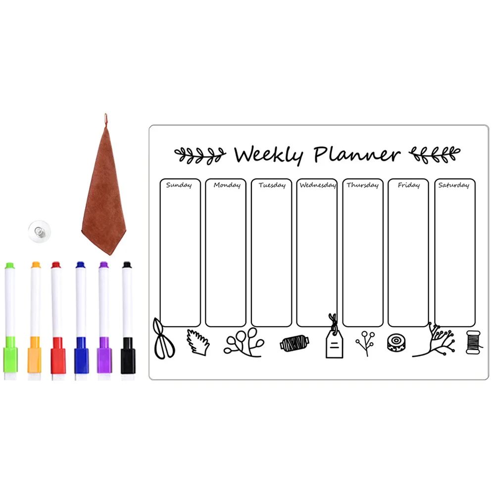مجموعة واحدة من لوحة مغناطيسية شفافة للثلاجات، سطح أملس، قابلة لإعادة الاستخدام، مخطط جدول المسح الجاف يوميًا للقيام بقائمة الجدار #2