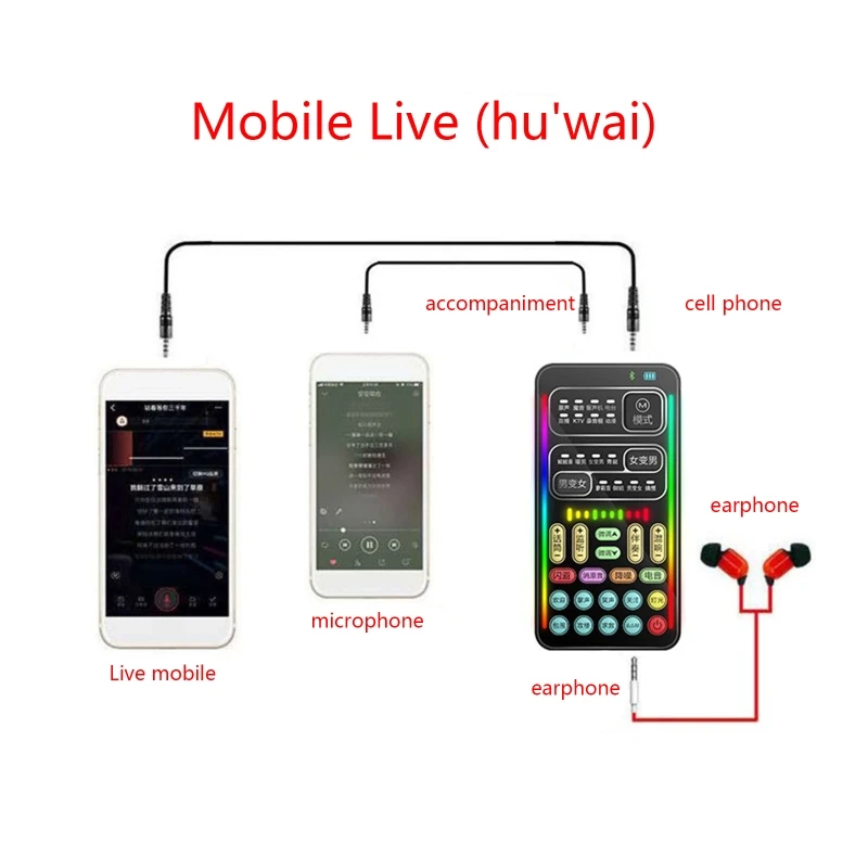 Voice Changer Handmikrofon Voice Changer Soundeffekte Live-Soundkarten E65C