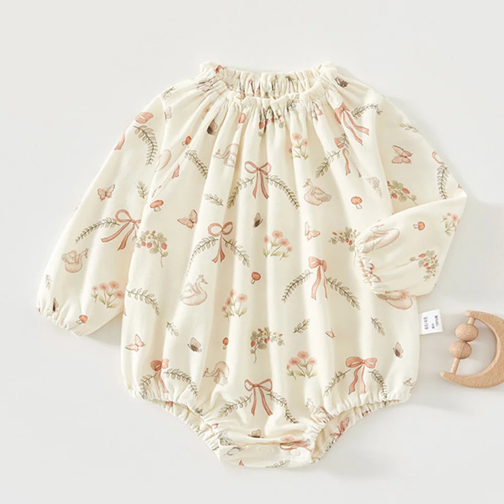 

Thanksgiving Baby Girl Bodysuit 100% Cotton Floral Spring Autumn Newborn Clothing 1st Birthday Infant Long Sleeve Romper