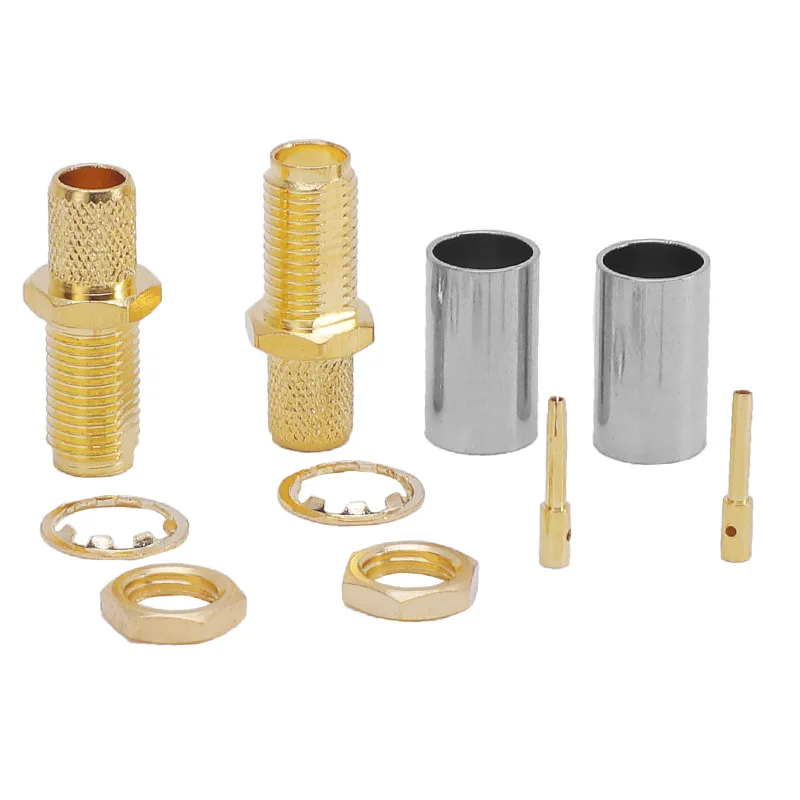SMA Female RP-SMA Male Bulkhead Crimp Connector Gold-plated 50Ohms for RG58 RG142 SYV50-3 Cable