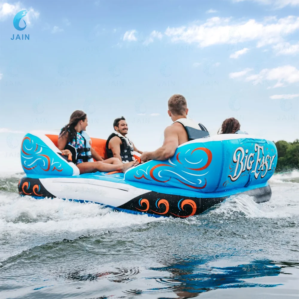 

Inflatable Towable Tube 2-4 Person Heavy Duty Water Sports Boat Tube for Lake/Beach Floating, Comfortable Seats & Padded Handles