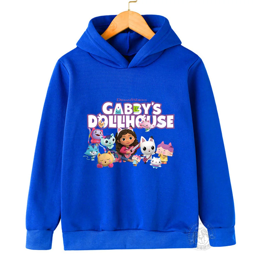 Kids Gabby Cats Hoodie Preschool Gabby Doll House Clothing Boys\' Baby Long sleeved Sweatshirt 2023 Winter Children\'s Wear